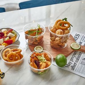 Tazones de Plástico Desechables Libres de BPA para Ensaladas, de 8oz a 32oz, Transparentes, de Grado Alimenticio, con Tapa para Llevar - Product Image 2