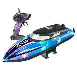 Bateau RC haute vitesse 2,4 GHz, 15 km/h, mini bateau de course électrique, bateau télécommandé étanche avec lumières LED, jouet pour enfants - Product Image 1