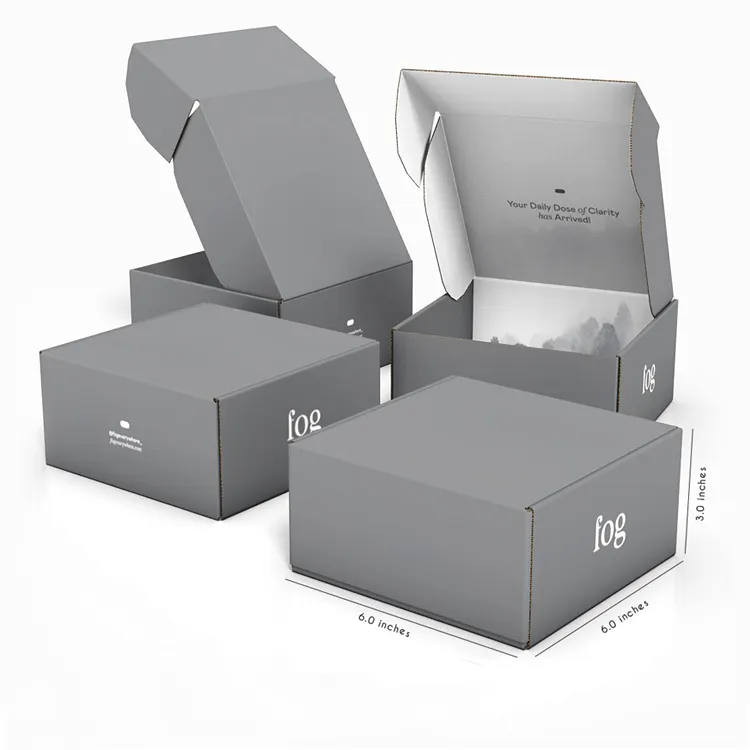 Роскошная серая коробка из гофрированной бумаги, косметическая одежда, Доставка почтовых отправлений, упаковка с логотипом
