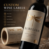 Etiquetas Personalizadas para Botellas de Vino, Adhesivos en Rollo con Relieve en Dorado, Resistentes al Agua, Proveedor de Impresión de Etiquetas de Lujo para Empaques de Viñedos