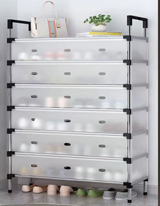 Scarpiera in Metallo a 3 Livelli <span class=keywords><strong>con</strong></span> Copertura Antipolvere, Portascarpe per Armadio, Ingresso, Soggiorno - Vendita all'Ingrosso - Product Image 6