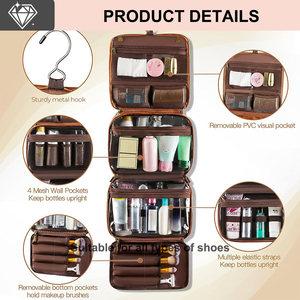 กระเป๋าใส่เครื่องใช้ในห้องน้ำแบบแข<span class=keywords><strong>ว</strong></span>น <span class=keywords><strong>3</strong></span> in 1 สำหรับผู้ชาย พร้อมช่องเก็บของที่ถอดออกได้ ทำจากหนัง PU กันน้ำ เหมาะสำหรับการเดินทาง - Product Image 2