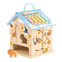 Nouveauté transfrontalière : Maison de jeu intelligente multifonction en bois, Piano de percussion Montessori pour l'éducation précoce, 40 animaux