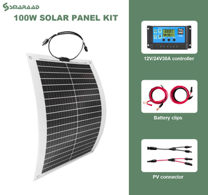 Flexible 100W Solar Waterproof Mono With MPPT Controller and <b>Cable</b> Set for Outdoor Camping Trips 2 Pieces 100W*2 Cheap Monocryst - Product Image 2