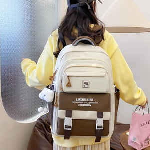 Five-piece Fashion Student <b>Backpack</b> Set Women's Color-Blocked High <b>School</b> Korean-Style Durable Large-Capacity Nylon Campus - Product Image 3