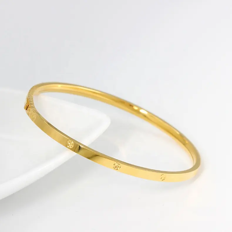 Xinfly Stackable wholesale 3.3mm 4mm 5mm design fashion women luxury au750 Bangle Bracelet 18k Solid Gold Fine Jewelry