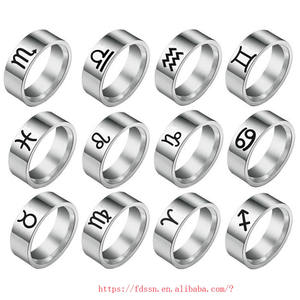 Anneaux du zodiaque, douze signes, astrologie, horoscope, étoile, bijoux imperméables sans ternissement, cadeau, anneau signet en acier inoxydable - Product Image 4