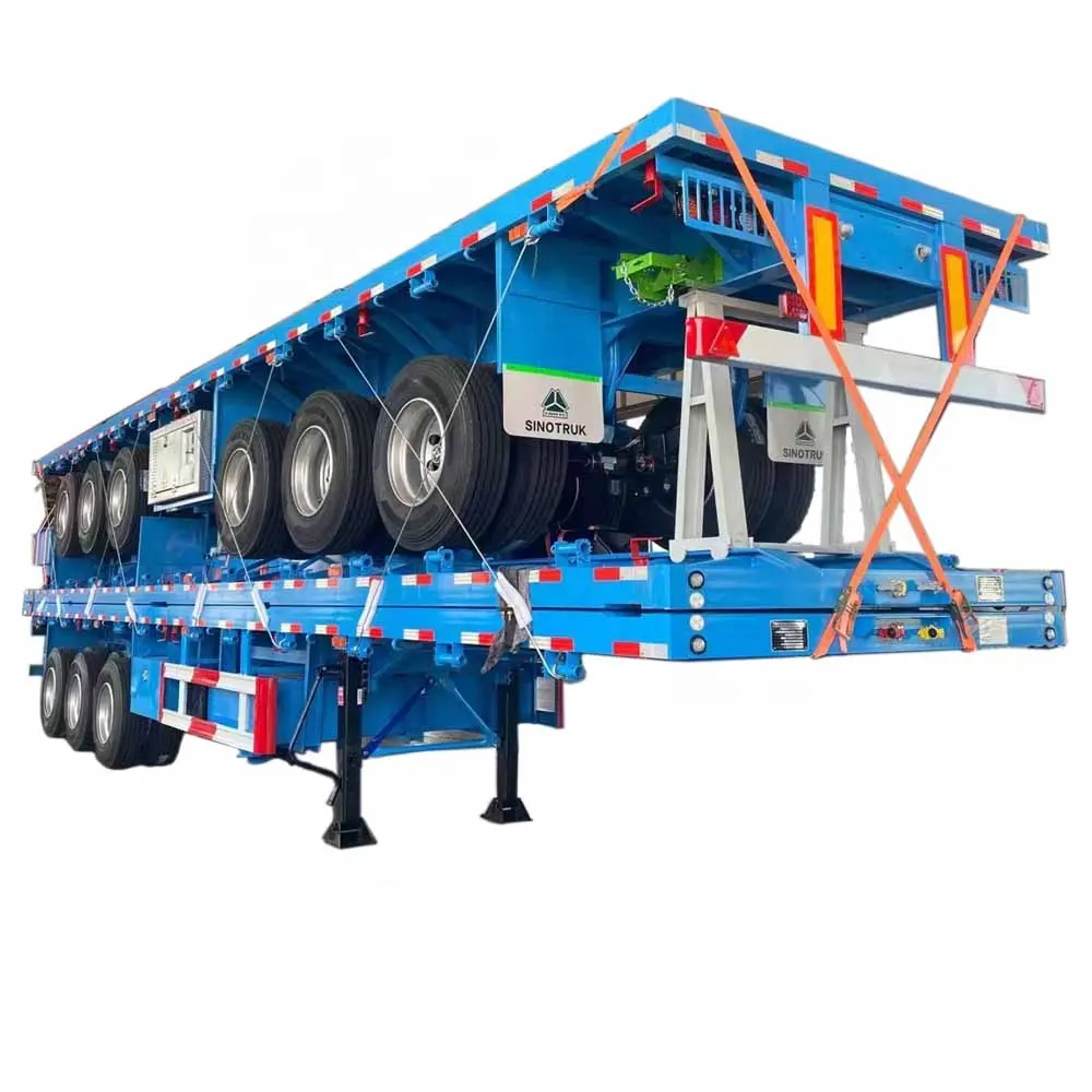 Tanzanya 2 aks römork konteyner 3 akslar 40ft 20ft flatbed kamyon yarı römorku satılık