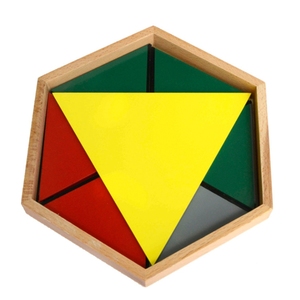 Jouet éducatif en bois Montessori, <span class=keywords><strong>triangles</strong></span> constructifs, pentagone rectangulaire, ensemble d'appariement - Product Image 3
