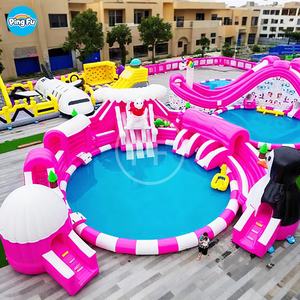 Parc Aquatique Gonflable Extérieur Personnalisé pour Enfants avec Toboggan Rose, <span class=keywords><strong>Château</strong></span> Gonflable et Piscine - Product Image 6