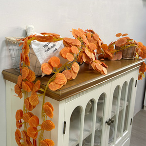 Artificial Orange Eucalyptus Leaves Vines 2m Hanging Indoor <b>Wedding</b> Decor Photography <b>Props</b> - Product Image 1