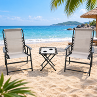 Ensemble de chaises de plage pliantes rapides avec table latérale et porte-gobelet, structure métallique, tissu respirant pour jardin et camping