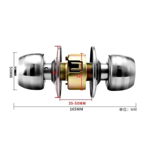 Serratura sferica antifurto a porta singola per uso domestico, universale, per camera da letto, bagno, porta in acciaio inossidabile, materiale in rame - Product Image 2