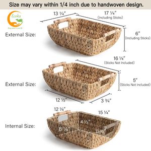 Hand-Woven Woven <b>Large</b> Storage <b>Baskets</b> with Wooden Handles Water Hyacinth Wicker <b>Baskets</b> for Organizing - Product Image 3