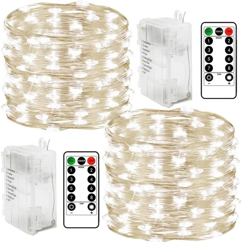 Led String Lights Battery powered With 100 Leds Waterproof Wedding Christmas Decoration Copper Wire String Fairy Lights