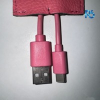 Kabel Data Pengisian Cepat Tipe-C USB Silikon Kulit PU Gelang Kepang Logo Kustom untuk Kamera IOS & Komputer