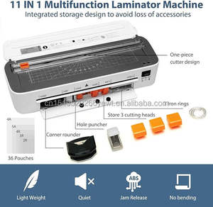 Machine à plastifier thermique et à froid 8 en 1 format <span class=keywords><strong>A4</strong></span>, équipement de <span class=keywords><strong>plastification</strong></span> de documents et de photos pour la maison et le bureau avec coupe-papier - Product Image 4