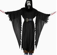 Masque à capuche Scream pour costume, ensemble d'accessoires pour fête d'Halloween, masque visage de fantôme
