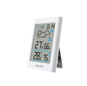 BALDR B0341数字气象站无线挂钟室内/室外温度计湿度计，带室外传感器湿站