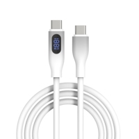 Câble USB-C vers USB-C NITIKA 100W 5A avec affichage numérique, câble de charge rapide en silicone, plusieurs couleurs au choix