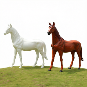 Modelo de Animal Pintado en Resina BSA Ecológica, Escultura de Caballo Blanco Realista Pequeña, Decoración de Jardín Escénico para Exteriores - Product Image 1