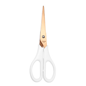Gold Plated Stainless Steel Office Scissors Straight Head White Handle For Paper Cutting Diy Crafts Home Use - Product Image 3