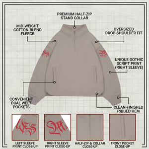 Felpa con cappuccio oversize da uomo in cotone pesante, con zip a un quarto, stampa a <span class=keywords><strong>farfalla</strong></span>, maniche gotiche, stile streetwear, in pile, novità - Product Image 4