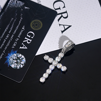 Pendentif Croix en Moissanite en Acier Inoxydable 316 Prêt à Porter, Bijoux Hip-Hop, Pendentif Serti de Pierres, Argent Sterling 925