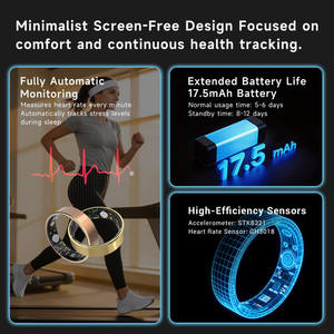 Bague Connectée 2026 Étanche Suivi d'Activité Vidéo Commutable iOS Android Homme Femme Santé Anneau Intelligent Anillo Inteligente - Product Image 5