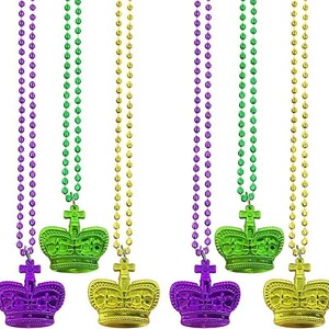 Vente en gros d'usine, collier couronne de carnaval personnalisé, festival de la Nouvelle-<span class=keywords><strong>Orléans</strong></span>, fête, perles en résine plastique électroplaquées - Product Image 1