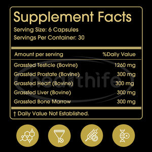 Suplemen Organ Sapi yang Diberi Makan Rumput untuk Pria, Kapsul Hati Sapi, Jantung, Sumsum Tulang, Testis, Prostat, Mendukung Tingkat Energi - Product Image 2