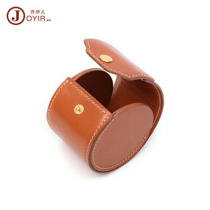 Joyir Genuine Leather <b>Watch</b> Box Round 7x8.5x8.5 Storage <b>Case</b> For Mechanical <b>Watches</b> Vintage Jewelry Packaging - Product Image 5