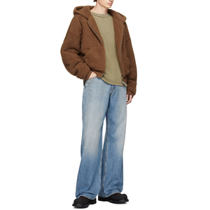 Sudadera Corta con Cremallera y Capucha de <span class=keywords><strong>Forro</strong></span> <span class=keywords><strong>Polar</strong></span> Marrón para Hombre, OEM - Product Image 4