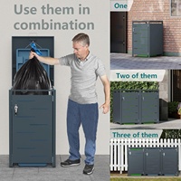Abri de rangement moderne pour poubelles extérieures, cache-poubelles à roulettes 2x240L en acier inoxydable, résistant aux intempéries, revêtement poudré, couvercle automatique