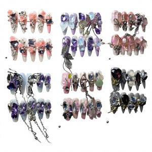 Ongles en résine de luxe à presser, formes aléatoires, style français, vérification vidéo, faux ongles, mode européenne, prêts à poser - Product Image 4