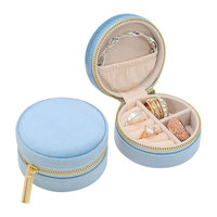 Boîte à bijoux miniature portable avec fermeture éclair pour bracelets, colliers, boucles d'oreilles et bagues, prix de fabrication, en stock