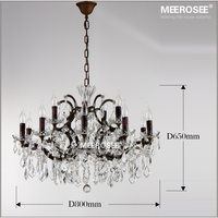 MEEROSEE-Lustre vintage en cristal, luminaire rétro rustique, lampe suspendue, pour la maison, salon, JD001