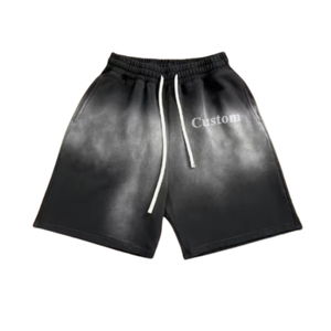 Shorts Rétro Délavés Effet Vieilli et Pulvérisé Style Streetwear Personnalisés pour Fabricants de Vêtements – Marque Tendance, Coupe Ample, Blanc, Unisexe - Product Image 4