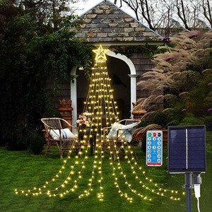 Guirlandes lumineuses de Noël en forme de cascade, 3,5 m, étoile à cinq branches, IP65, étanches, décoration extérieure avec couleurs RVB et télécommande - Product Image 2