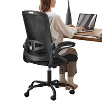 Chaise de bureau ergonomique Nexthro avec support lombaire réglable, dossier en maille respirante et accoudoirs relevables, pour bureau à domicile (noir)