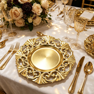 <span class=keywords><strong>Assiette</strong></span> de Présentation Ronde en <span class=keywords><strong>Plastique</strong></span> Écologique de Luxe, Design Creux, Motifs Personnalisés Style Américain en PP pour Banquets, Hôtels et Mariages - Product Image 1