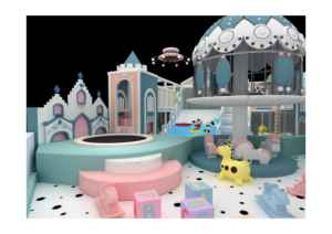 Château Macaron : Aire <span class=keywords><strong>de</strong></span> jeux intérieure multi-zones pour tout-petits <span class=keywords><strong>avec</strong></span> <span class=keywords><strong>mini</strong></span>-carrousel, <span class=keywords><strong>trampoline</strong></span> et piscine à balles pour garderies et centres commerciaux - Product Image 6