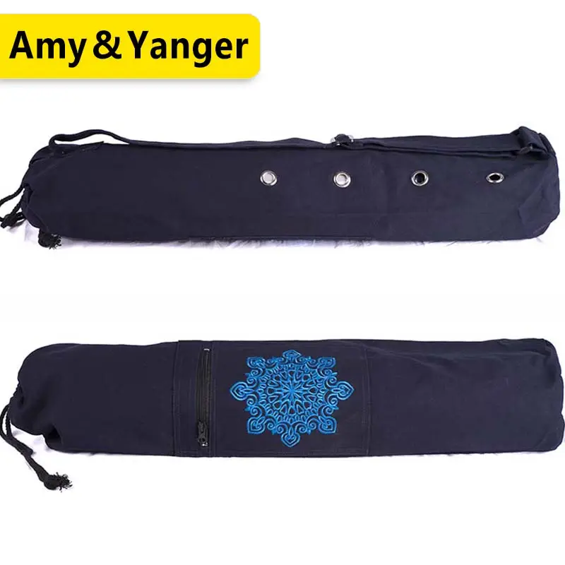 BSCI fabrika yüksek kalite tuval Yoga Mat taşıma çantası resim tuvali kumaş, tuval Yoga egzersizleri 70cm 50 adet hava delikleri ile AMYOGA