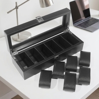 Boîte de rangement pour montres en cuir PU à 6/10/12 emplacements pour montres classiques et montres pour hommes avec coussinets amovibles et couvercle transparent
