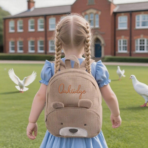 Sac à dos personnalisé en velours côtelé pour tout-petits avec nom brodé, sac d'école mignon personnalisé avec ours pour garçons et filles - Product Image 5