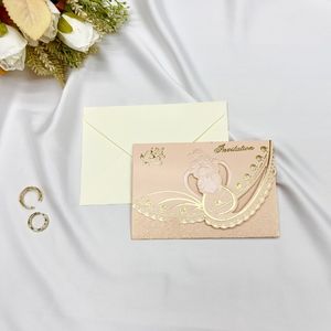 Cartes d'invitation de <span class=keywords><strong>mariage</strong></span> personnalisées de petite taille, fabriquées à YIWU, en ivoire, à prix réduit, avec enveloppe - Product Image 1