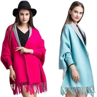 Cheap Price winter shawl with tassels Hot sale double size shawl with sleeves for women high quality pashmina shawl in stock