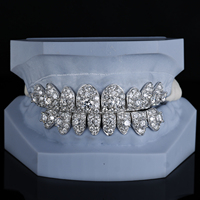 Grillz Hip Hop en Argent Sterling 925 avec Grandes Pierres VVS Certifiées par un Certificat Tierce Partie pour Hommes