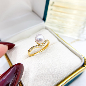 10208 Accesorios de Perlas DIY, Soporte de Anillo de Plata S925 con Cuentas Redondas de 7-8mm, Hermosas Joyas de Plata, Anillos de Diamantes - Product Image 4