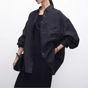 Camicetta da <span class=keywords><strong>donna</strong></span> estiva casual <span class=keywords><strong>bianca</strong></span> in <span class=keywords><strong>lino</strong></span> 100% importato, vestibilità morbida e sofisticata, a maniche lunghe elasticizzata, nuova - Product Image 2